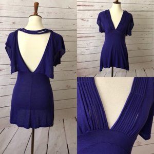 Free People Deep V-Neck V-Back Tunic Purple Size S